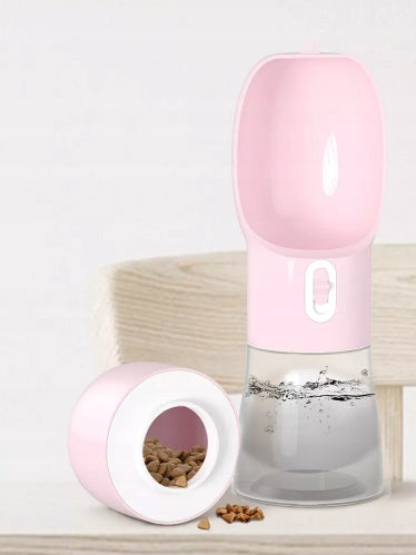 Portable bottle, drinker, water bottle with dog bowl Color blue