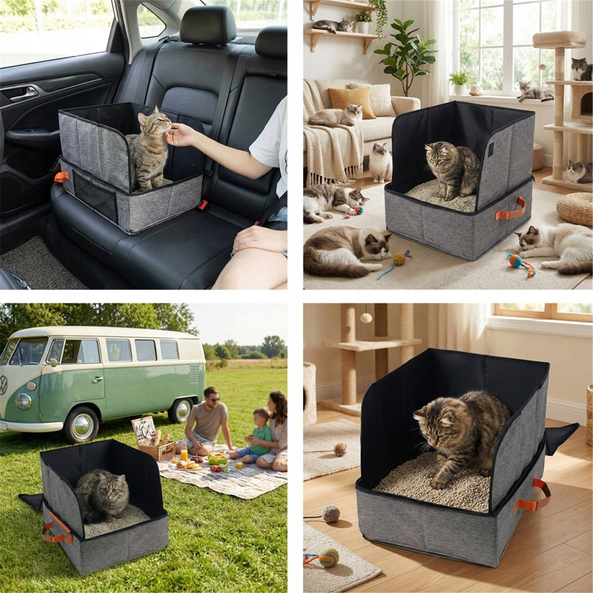 Portable cat litter box with anti-splash partition Trade name składana kuweta