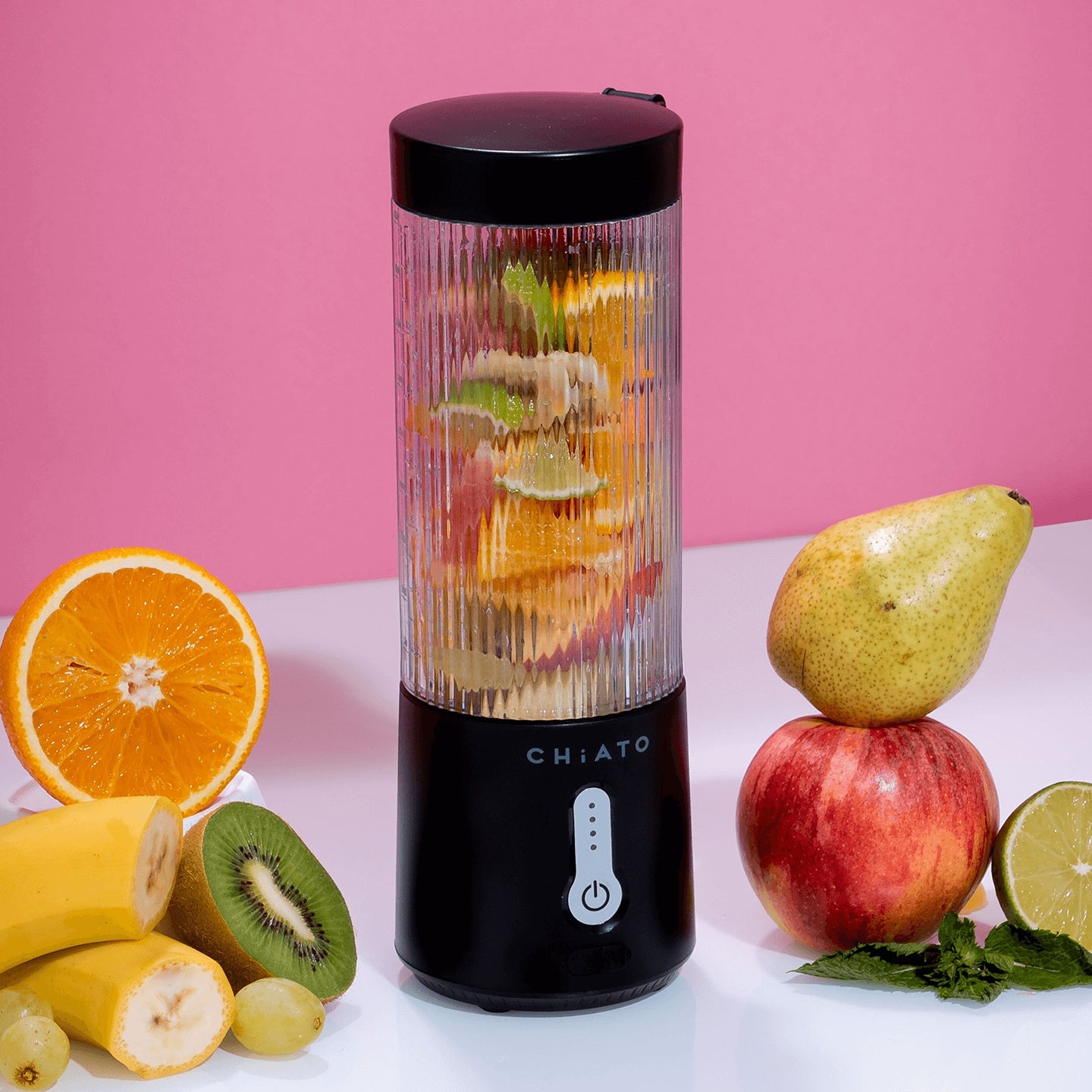 Portable cup blender CHiATO blendPLAY Curly – 450 ml, black Model blendPLAY Curly