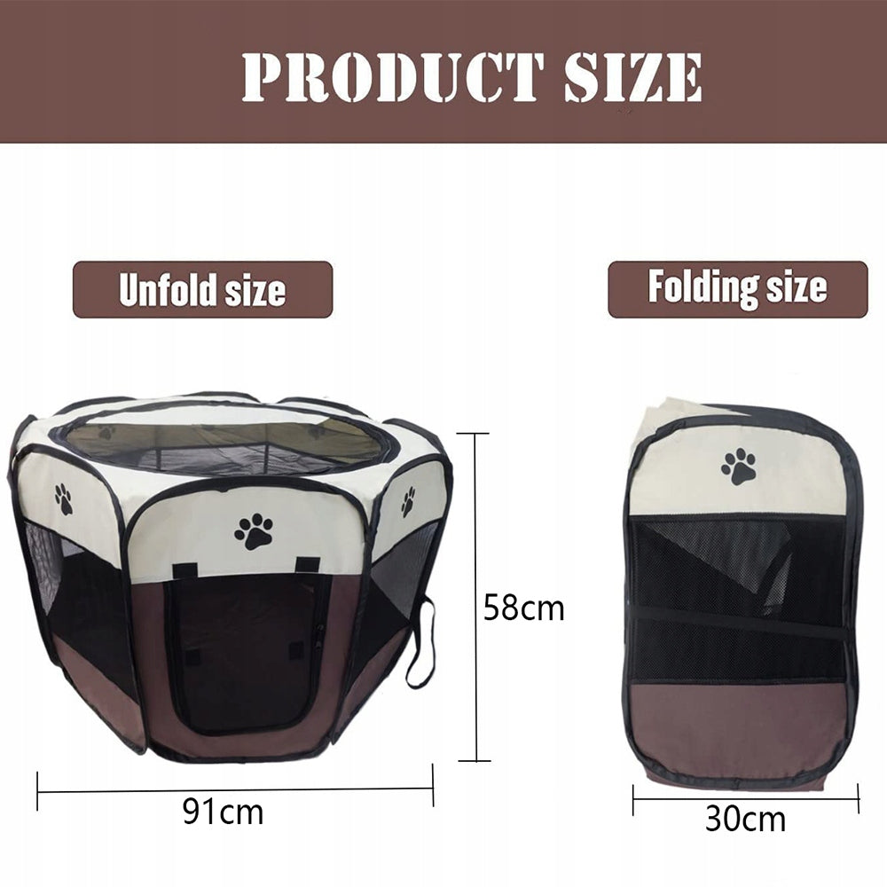 Portable pet fence, Dog Playpen Foldable Pet Exercise Pen Tents 91x91x58cm Product width 91 cm