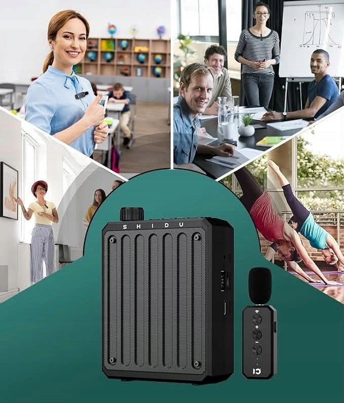 Portable speaker 2000mAh Shidu black with clip-on microphone Brand Shidu