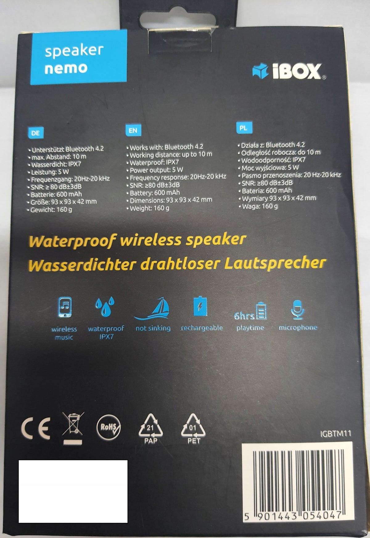 Portable speaker I-Box NEMO black 5 W IGBTM11 Brand iBOX