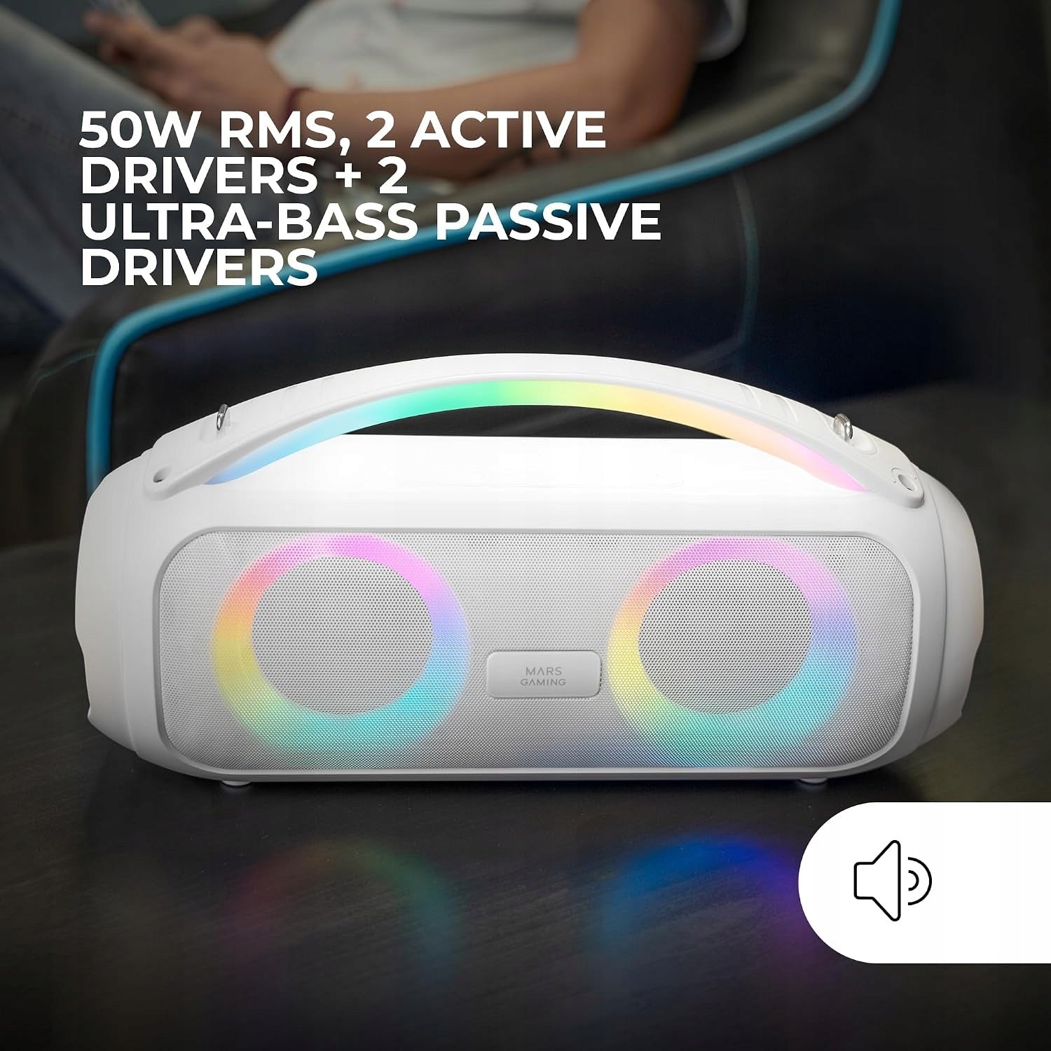 Portable speaker Mars Gaming MSPULSE white 50 W Manufacturer code MS-Pulse