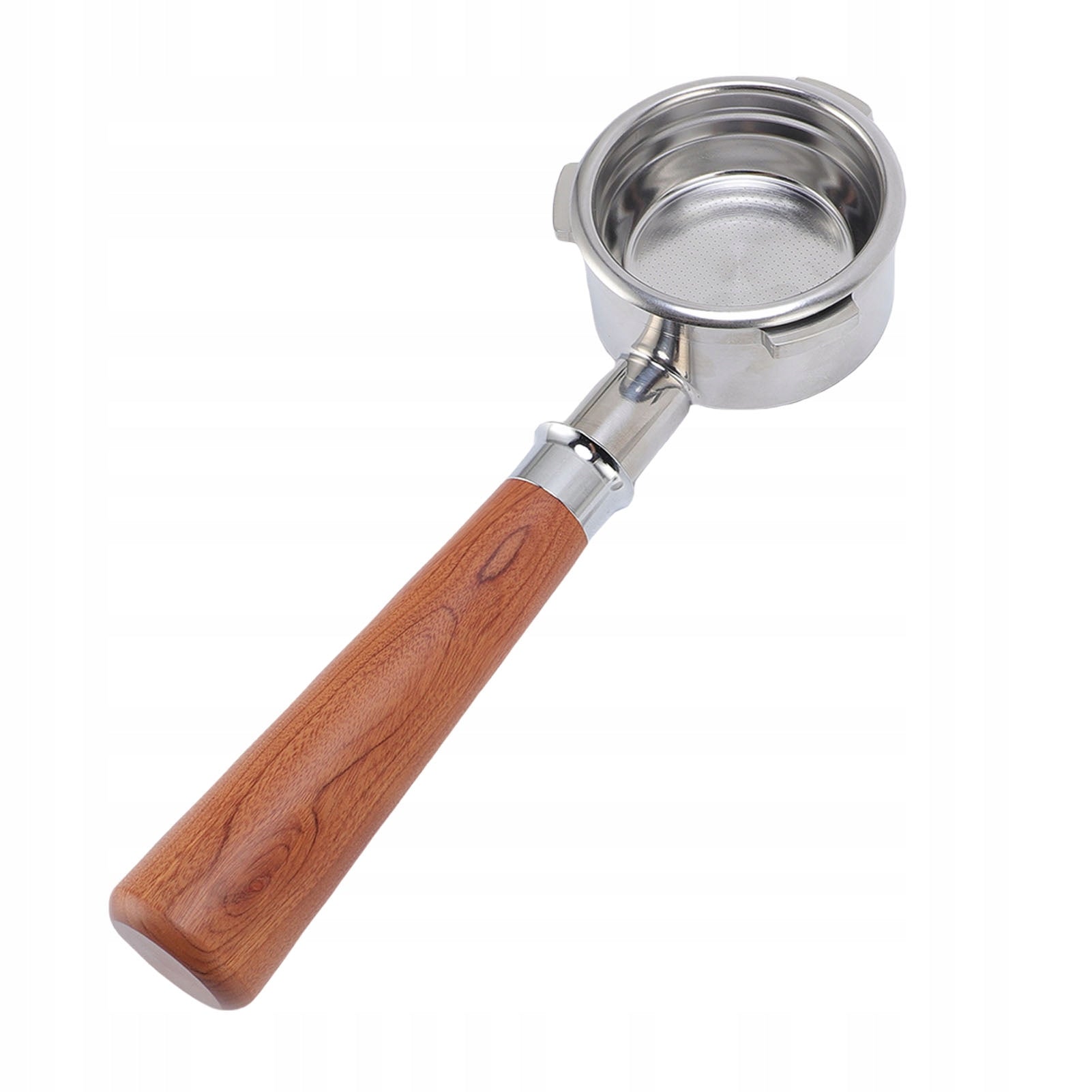 Portafilter 58 mm 3 ears double spout steel wooden handle