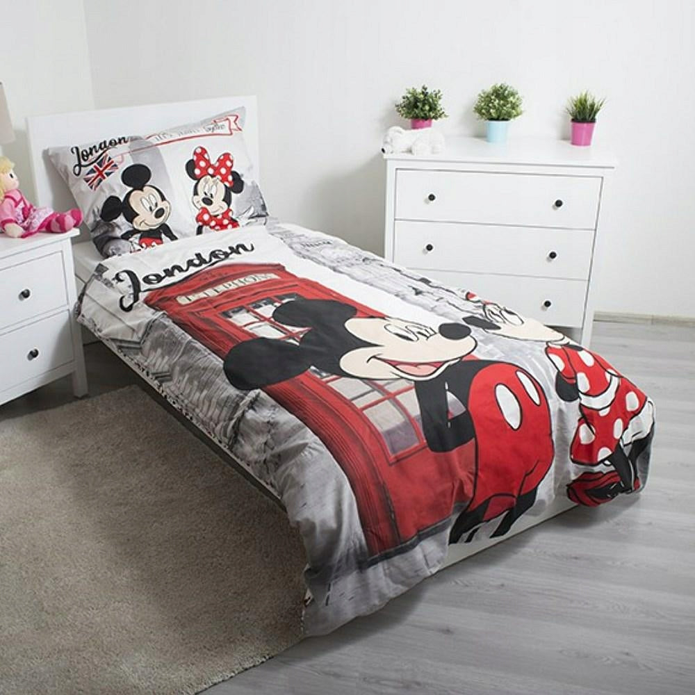 Bettwäscheset Minnie & Mickey 140 x 200 cm + Kissenbezug 70 x 90 cm