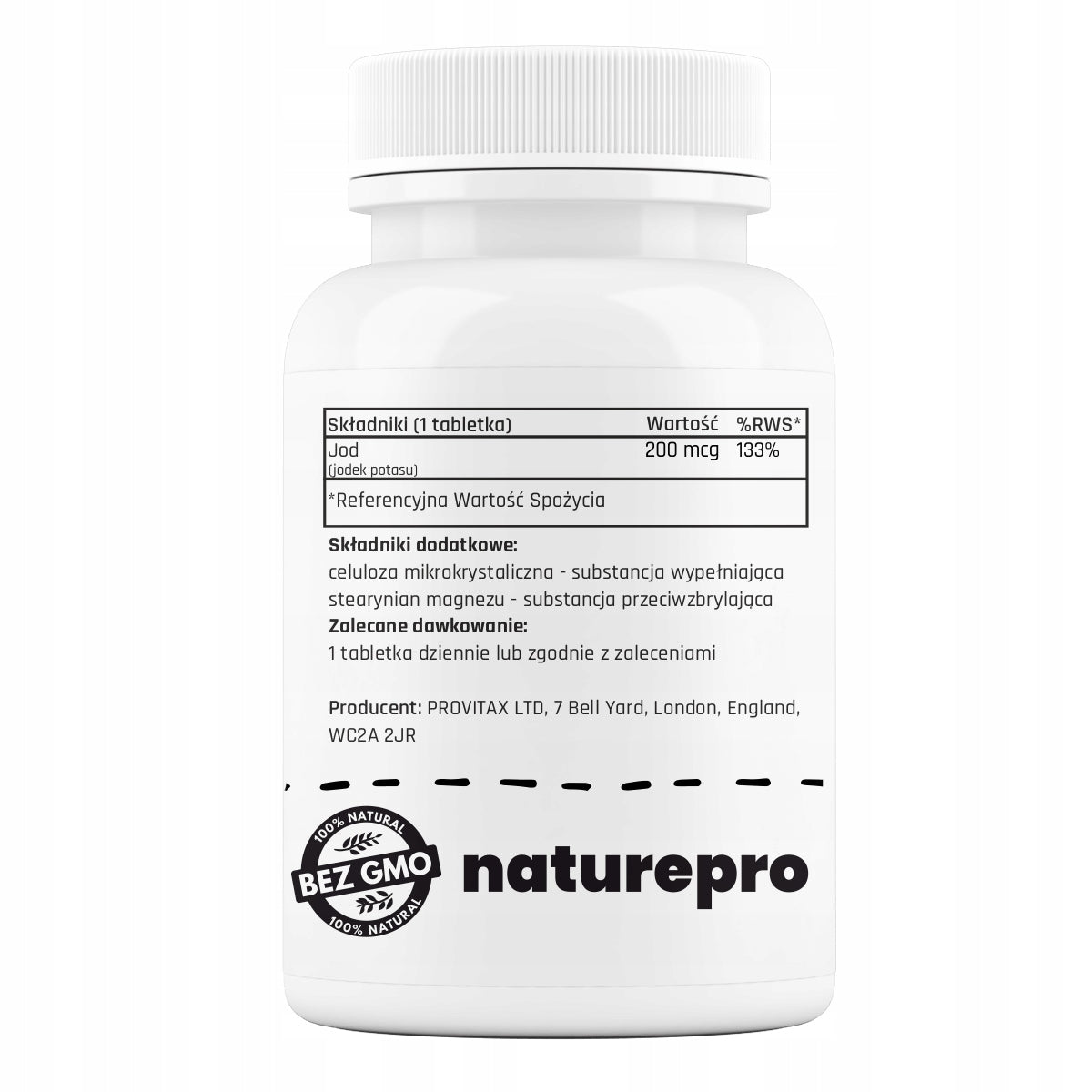Potassium iodide 200 mcg 100 tablets THYROID and ENERGY NaturePro Expiration date at least 1 year from the date of purchase