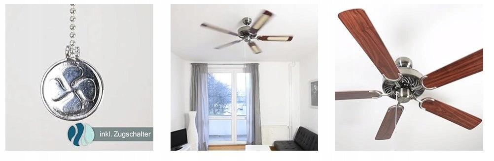 Potkuri ceiling fan PEPEO brown / Oak 132 cm with rattan insert Packaging status original