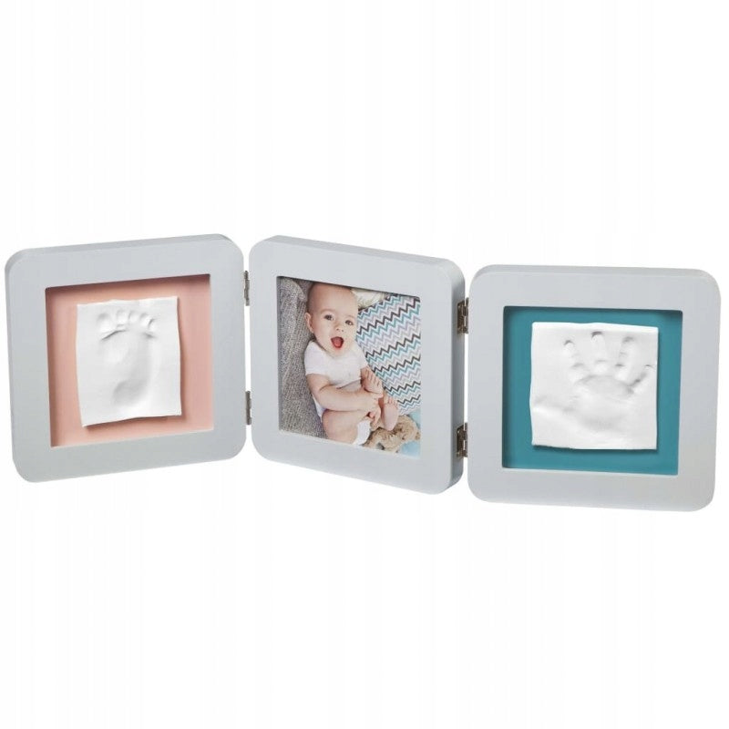 Dreifacher quadratischer Bilderrahmen mit Aufdruck Baby Art, weiß