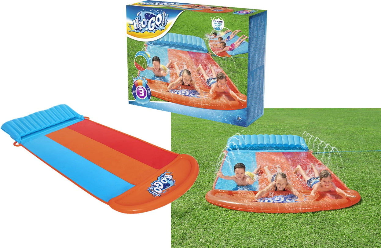 Aufblasbare Wasserrutsche Bestway H2OGO! Tsunami Splash Ramp Dreifachrutsche, 488 cm