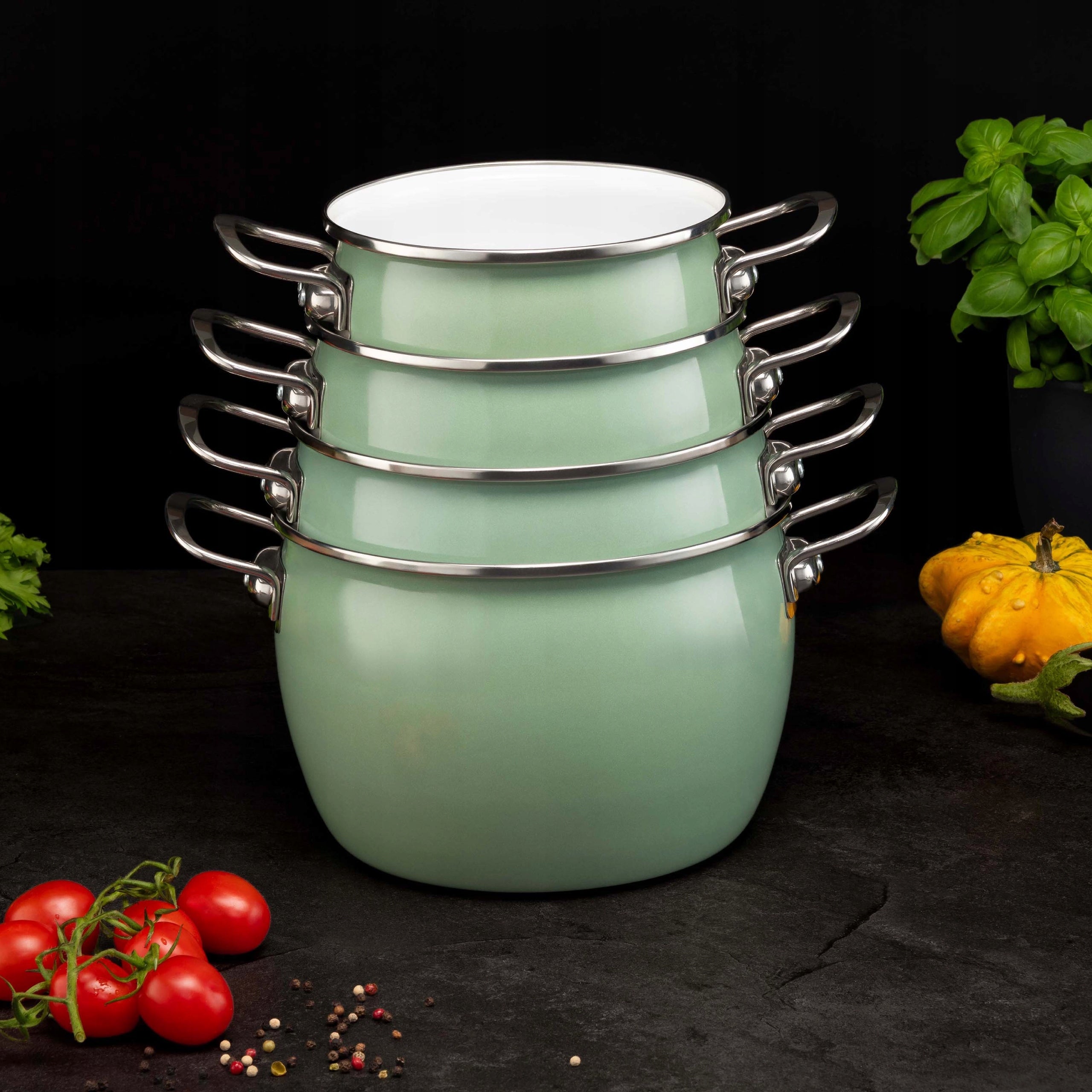 Pots La Bonita Naturale Enameled Induction Low Carbon Steel 8 elements Brand La Bonita