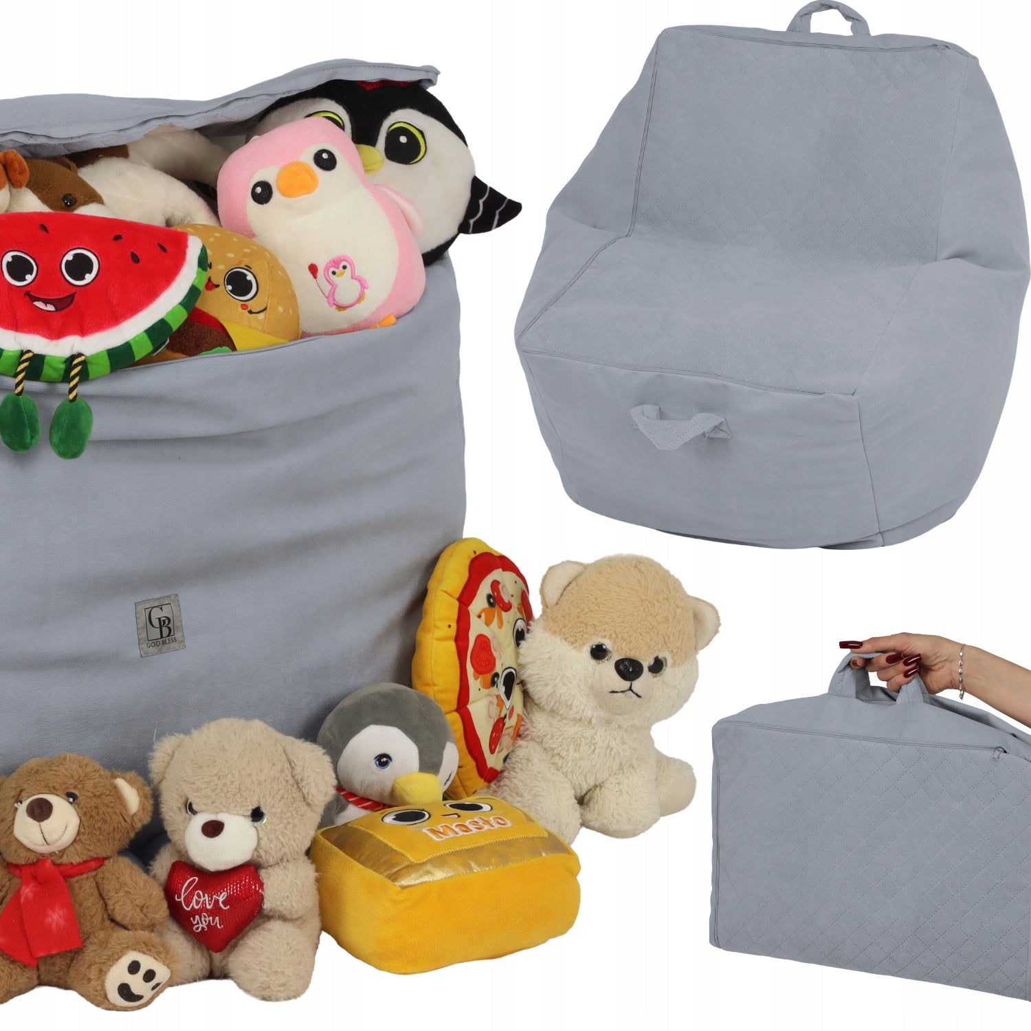 Pouf for children armchair organizer toy bag stuffed animals for room XXL