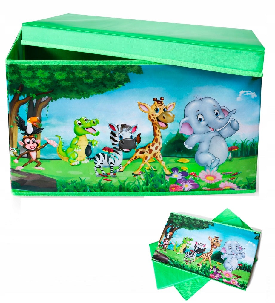 Pouf/toy container 2in1 folding with lid SAFARI 60x30x35 D099