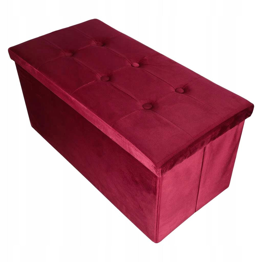 Pouf with storage openable folding velour burgundy quilted 77x38x37 cm Packaging status original