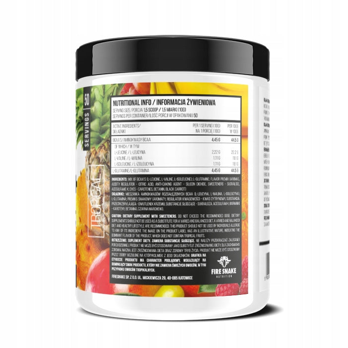 Powder BCAA + Glutamine Fire Snake Nutrition 500 g tropical fruits Packaging status original