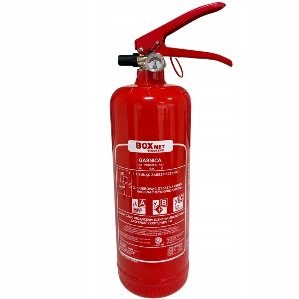 Powder Fire Extinguisher 2kg ABC Home Car CNBOP Legalization 2027 Manufacturer Boxmet