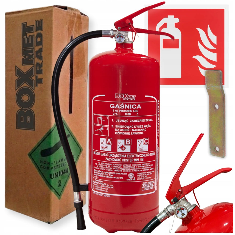 Powder Fire Extinguisher 6kg Gp-6x ABC + Steel Handle Production 2026r + ISO Mark