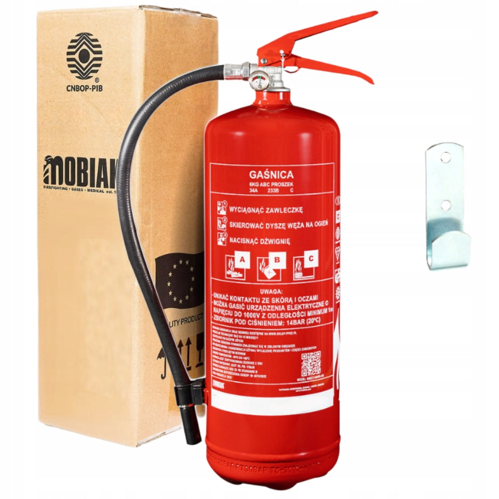 Powder Fire Extinguisher Gp-6x ABC 6kg + Holder Hanger Steel Production 2026r