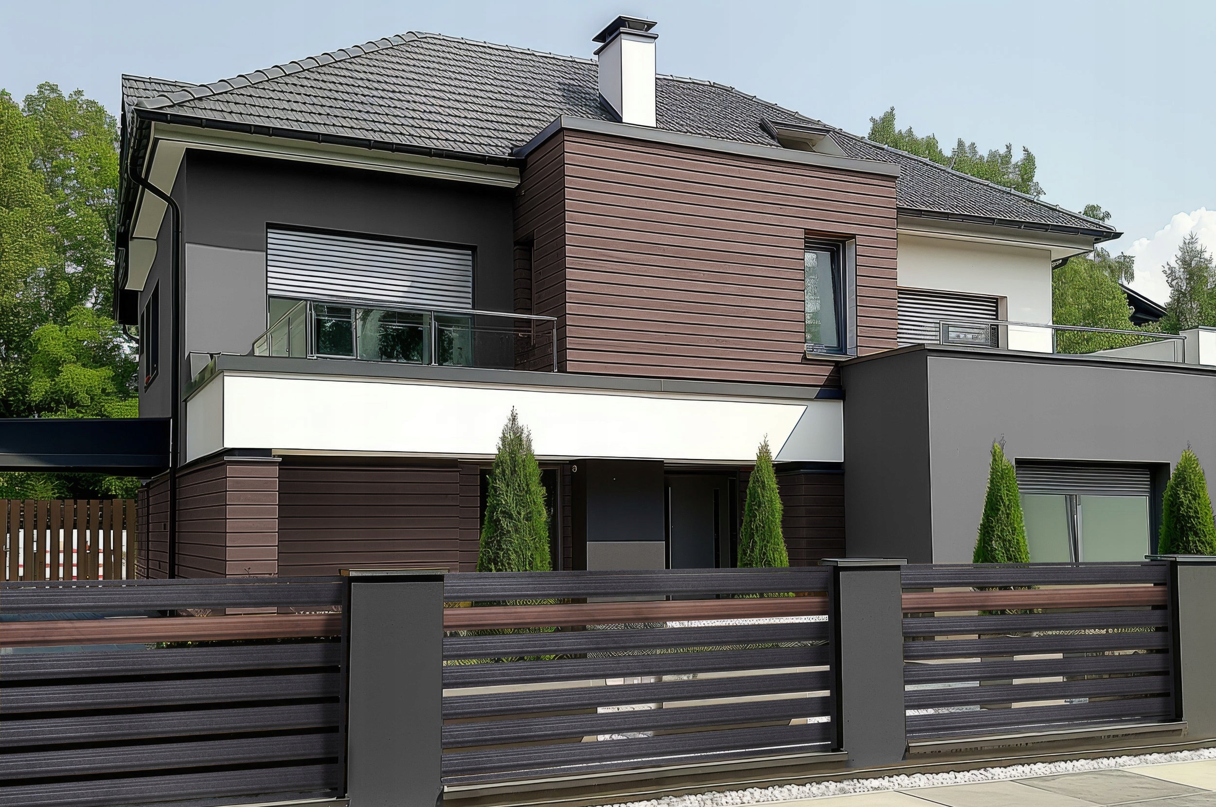 Powder galvanized fence span 200 x 100 cm. ANTHRACITE Dominant material steel