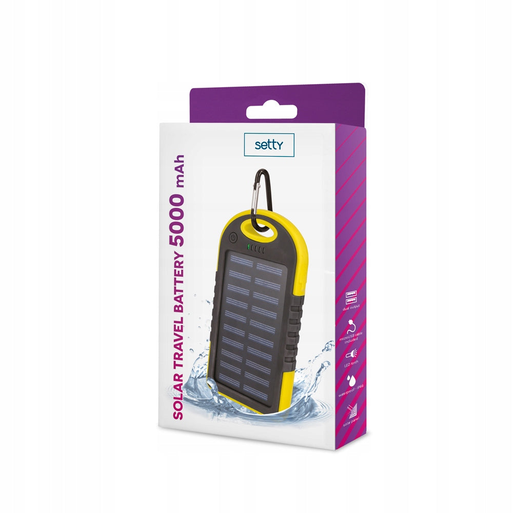 Aufladbares Solar-Backup-Netzteil von Setty, 5000 mAh, Gelb