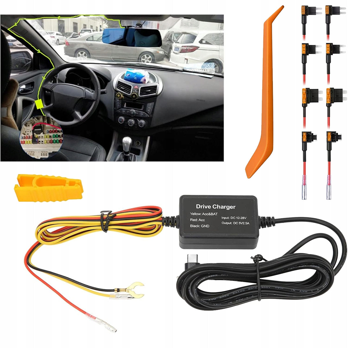 Power supply PARKING CAMERA mode for car USB-C mini 12V-24V to 5V 2,5A
