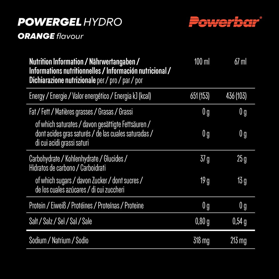 PowerBar Energy gel without sipping PowerGel Hydro 67ml __PomaraĹ"czowy Expiration date at least 1 month from the date of purchase