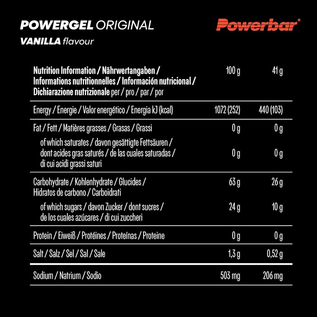 PowerBar PowerGel 6x41ml Energy Gel Running | Vanilla Manufacturer code PowGel01