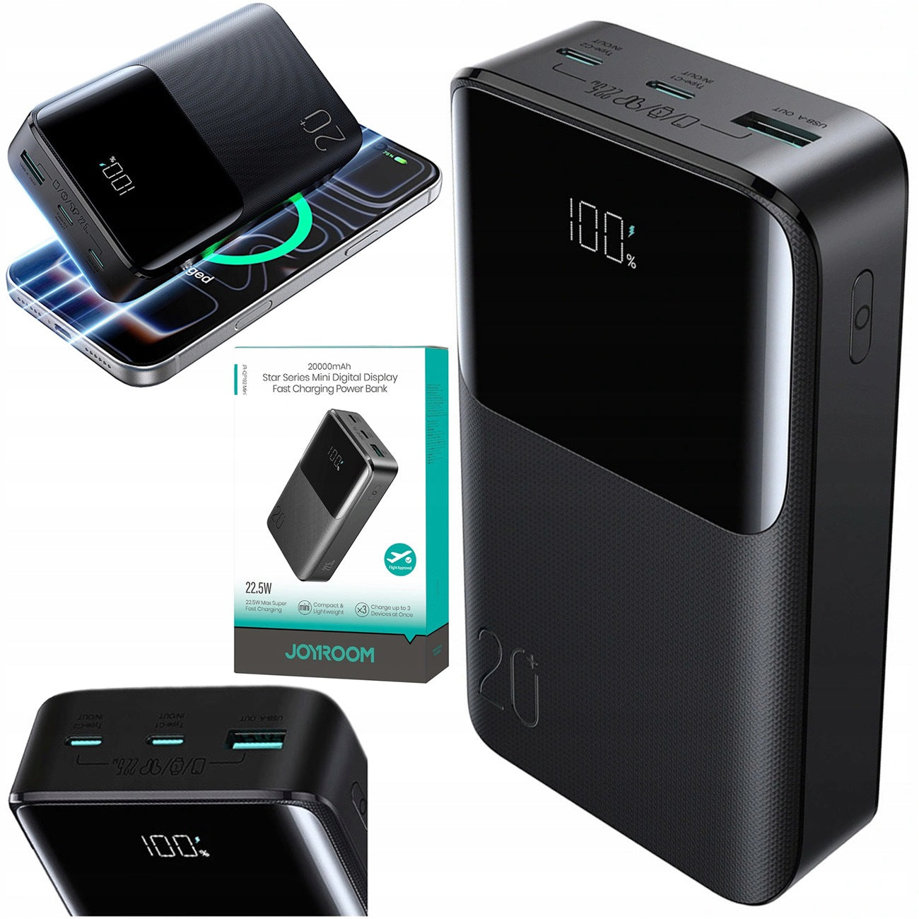 Powerbank 20000mAh 2x USB-C USB-A PD FAST CHARGING FOR PHONE POWERFUL