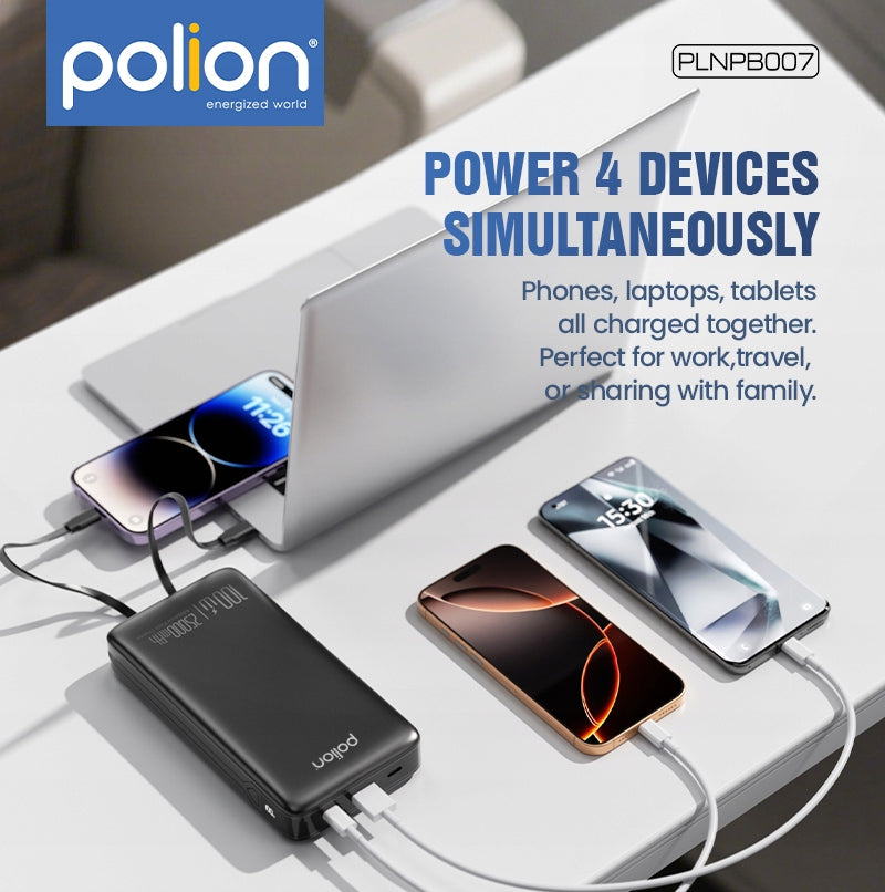 Powerbank Polion 25000mAh 100W fast charging USB-C PD QC Manufacturer code PLNPB007BLACK