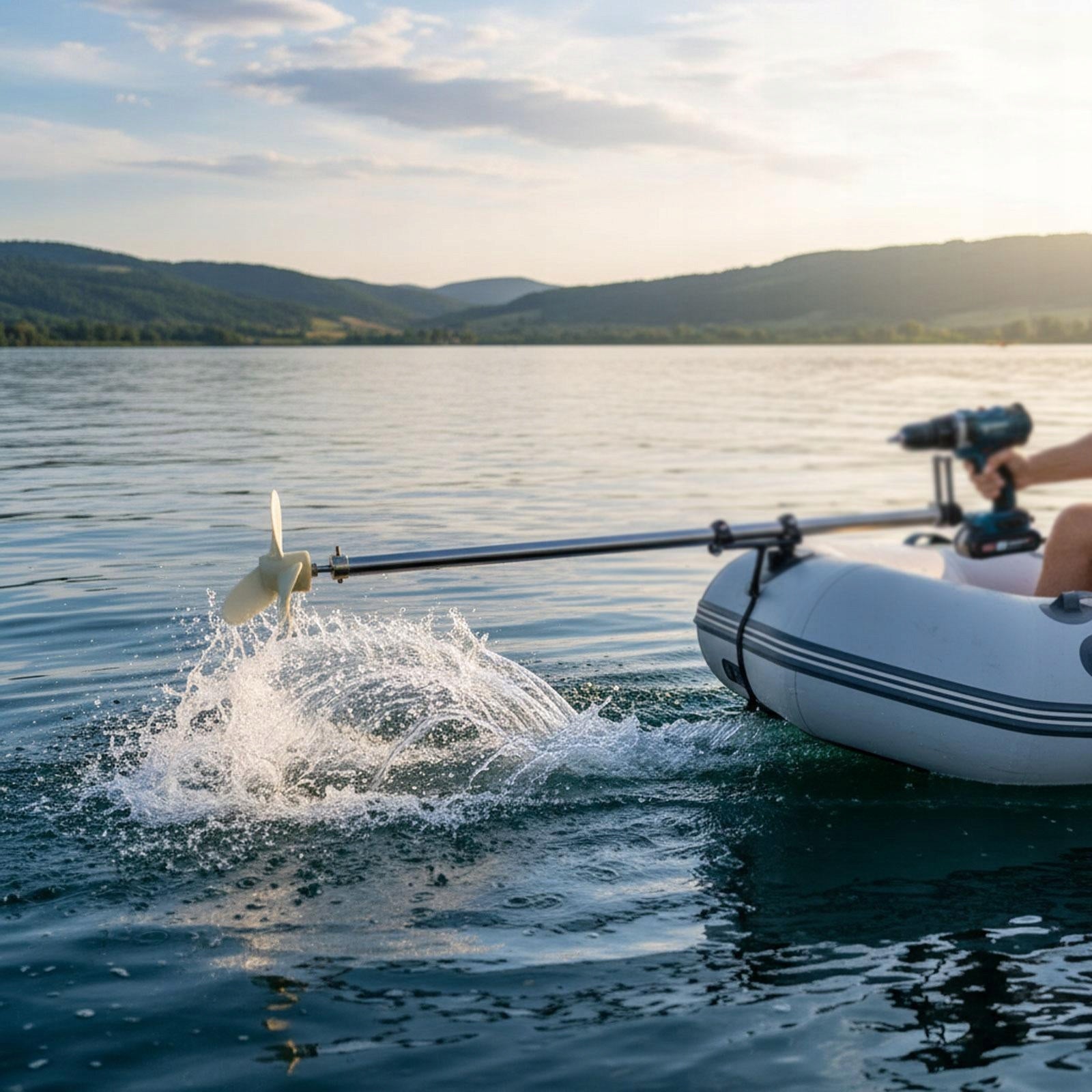 Powered Handheld Propeller Water Thruster for Canoe 1.25m Adjustable