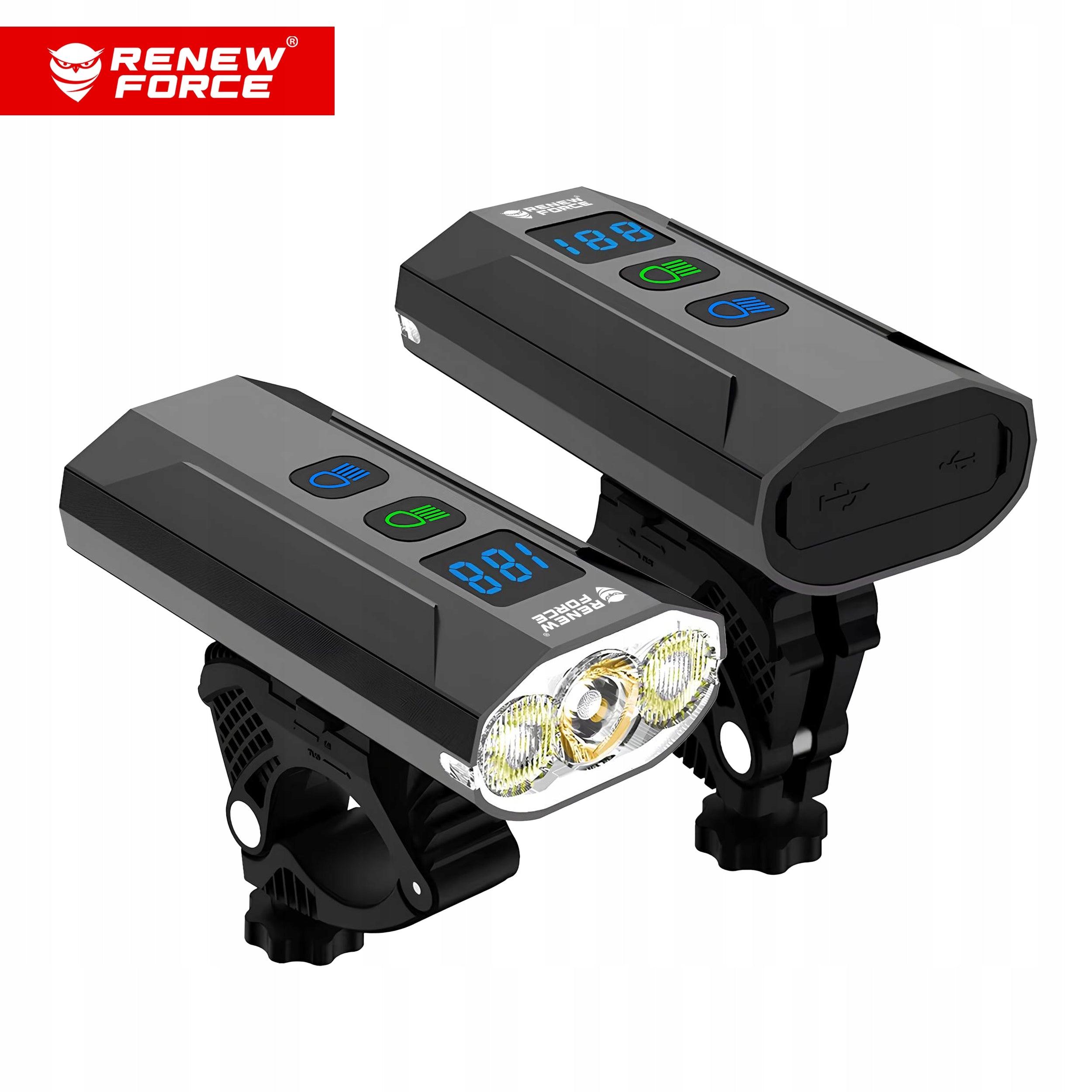 Powerful BICYCLE LIGHT LED light front 1300lm flashlight 5400mAh BICYCLE SET Light beam 1300 lm