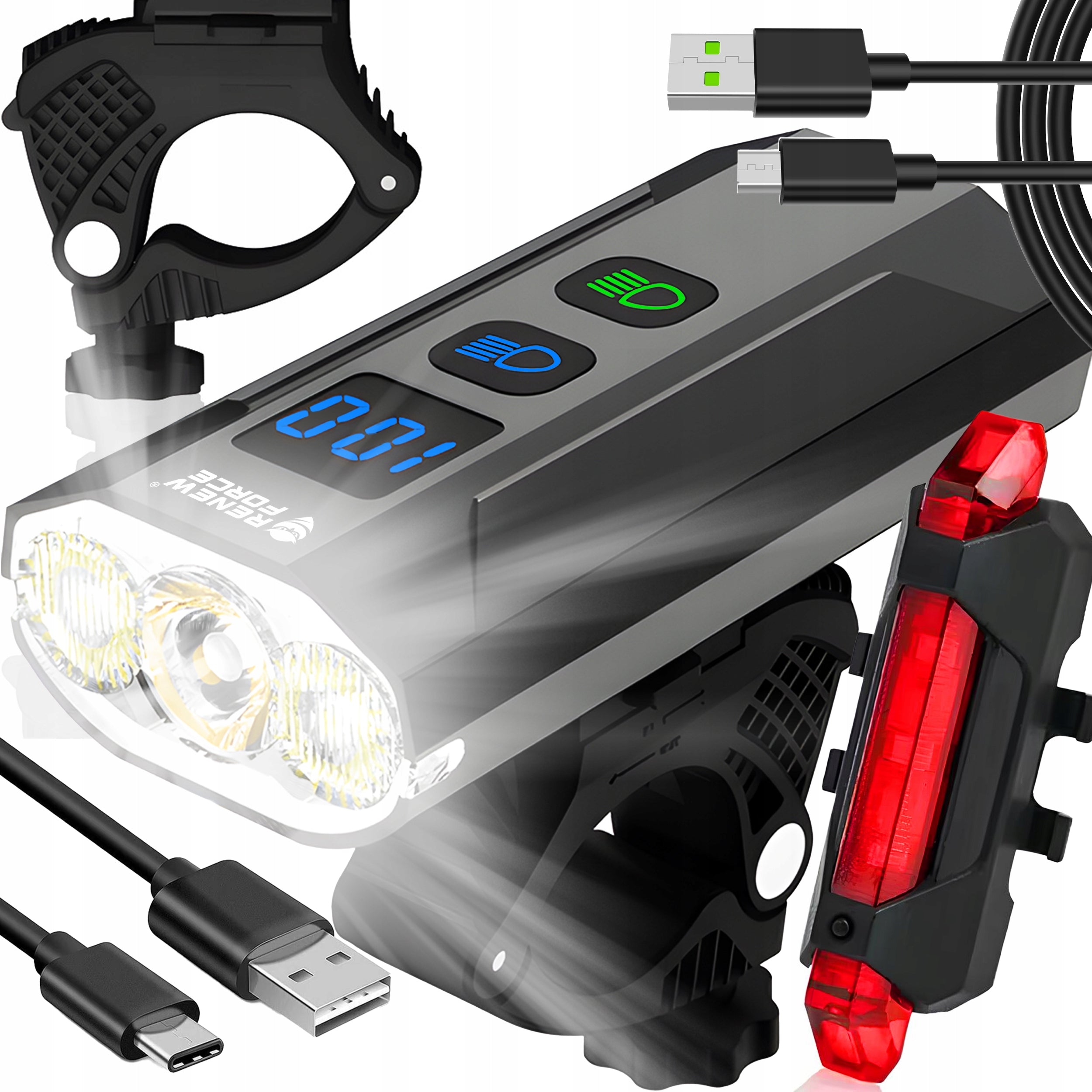 Powerful BICYCLE LIGHT LED light front 1300lm flashlight 5400mAh BICYCLE SET
