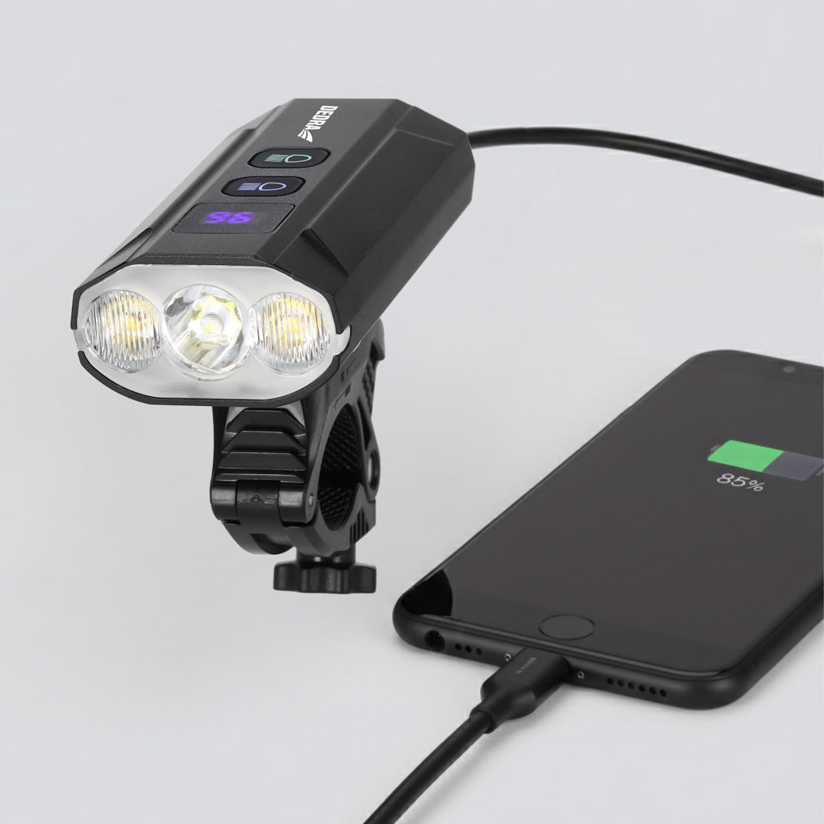 Powerful Bicycle Front Light 1200lm LED PowerBank Light 5200mAh DEDRA Kind front-facing