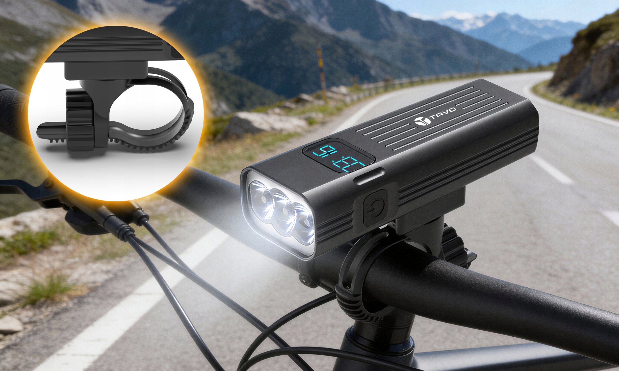 Powerful Bike Light 2000 lm 6000mAh Front LED Rechargeable Flashlight Color black