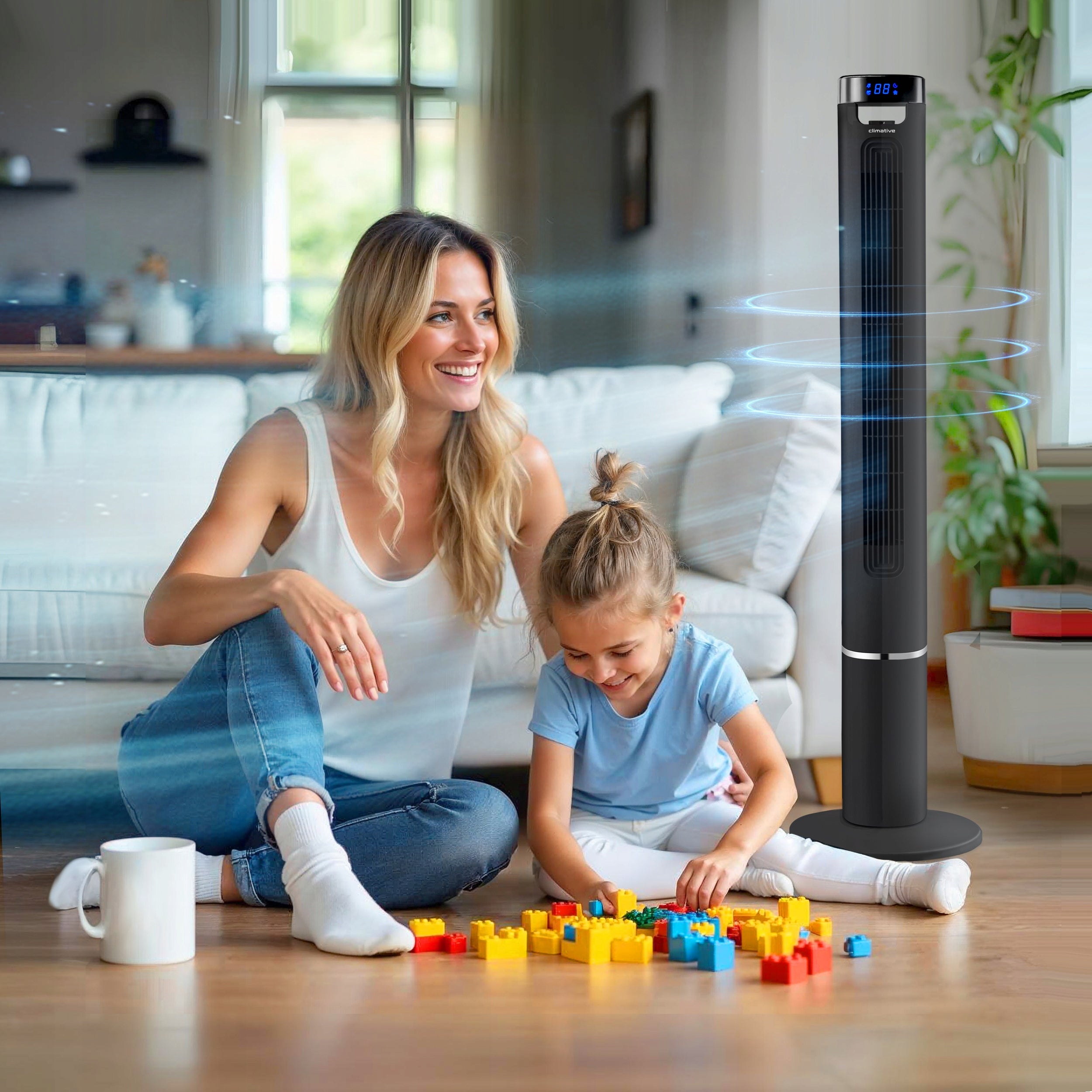 Powerful Column Fan Windmill Standing Ionization AROMA 117 cm Fresh XXL Brand Climative