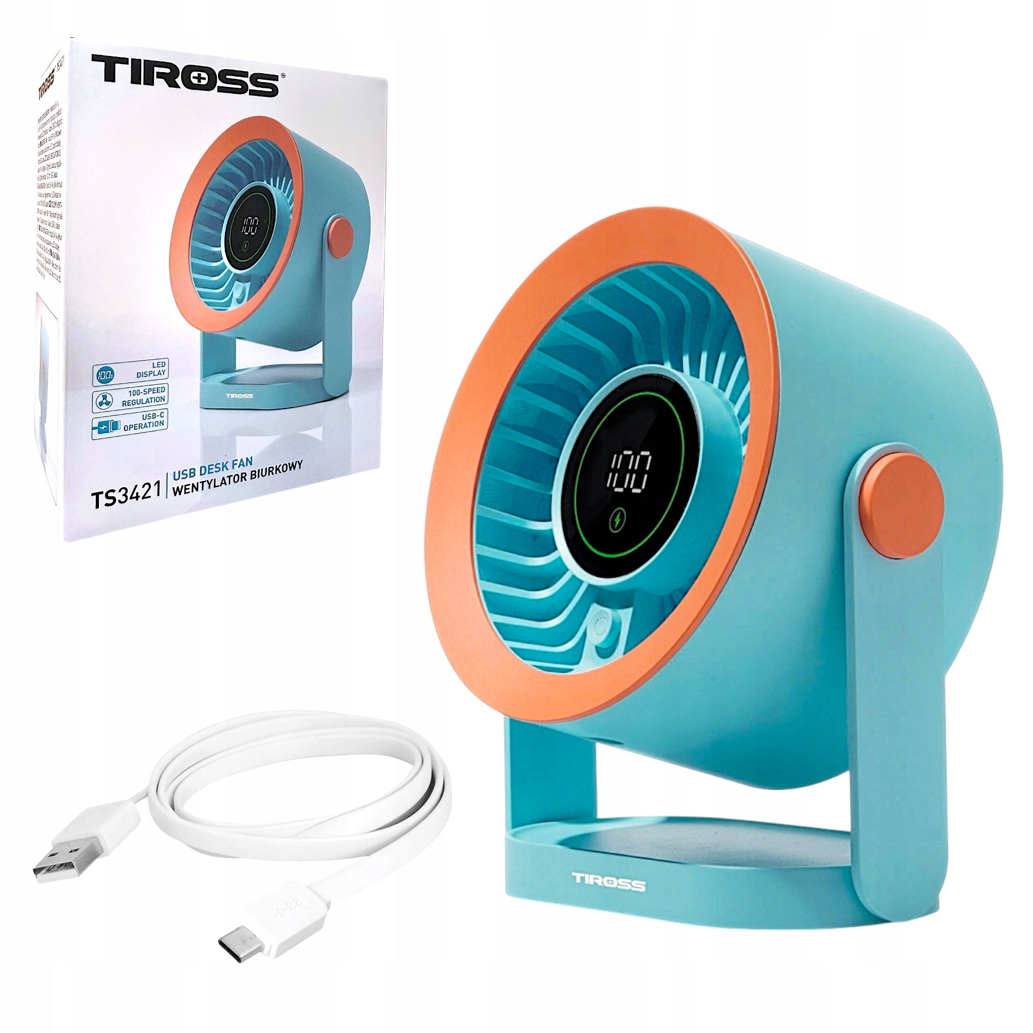 Powerful Desktop Windmill Network Mini Table Fan Quiet USB-C LCD