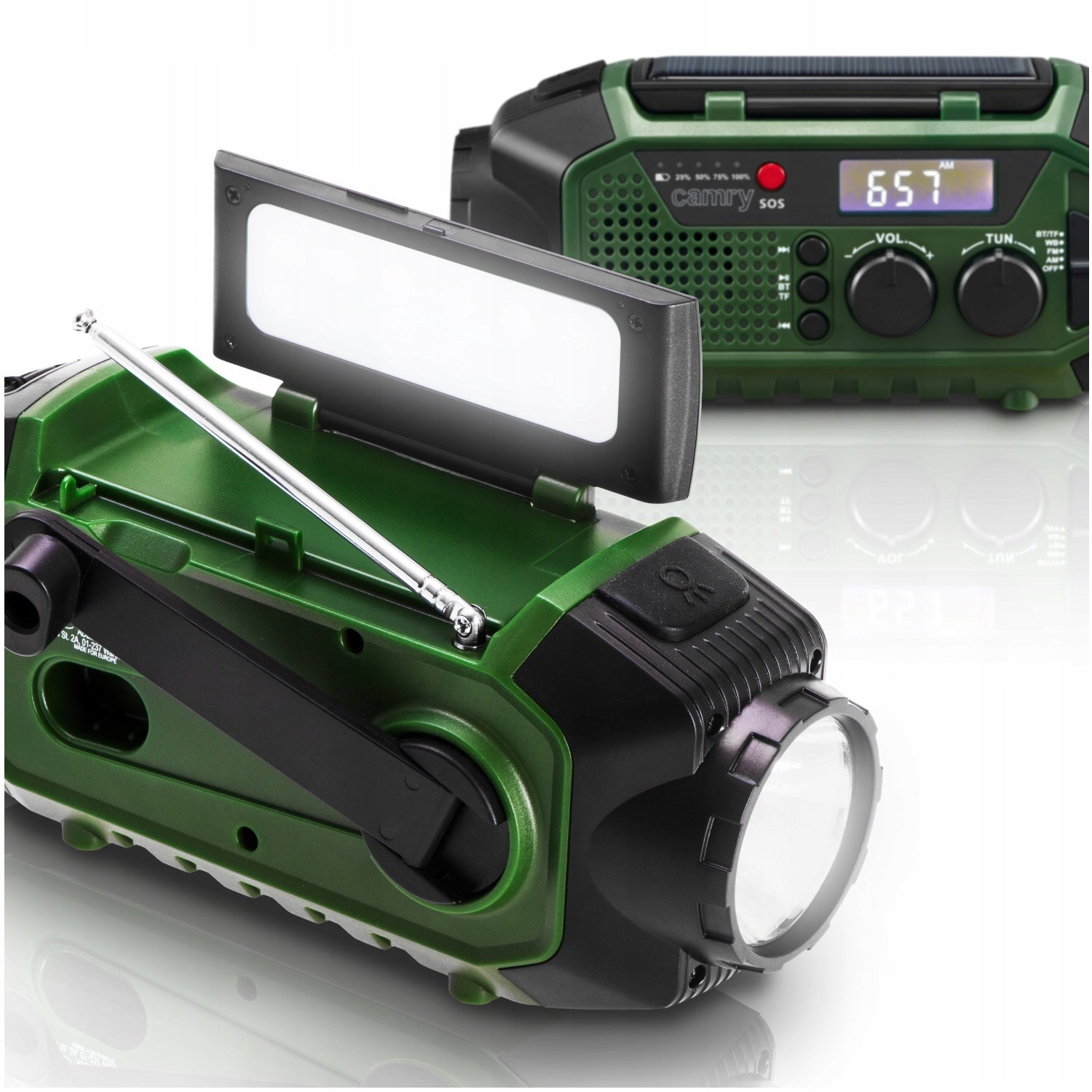 Powerful Emergency Radio with Dynamo Solar Powerbank Flashlight 4000mAh Bluetooth Packaging status original