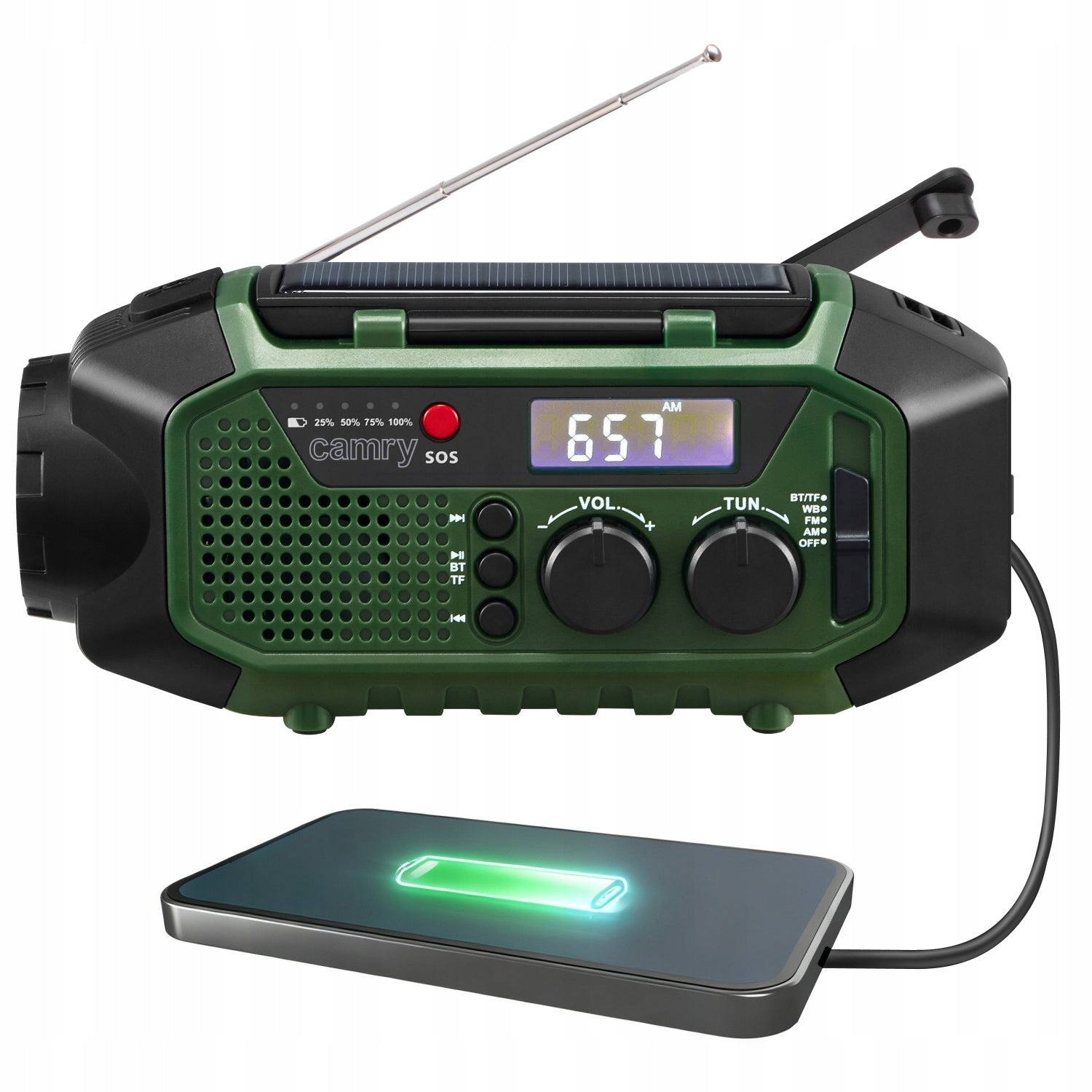 Powerful Emergency Radio with Dynamo Solar Powerbank Flashlight 4000mAh Bluetooth
