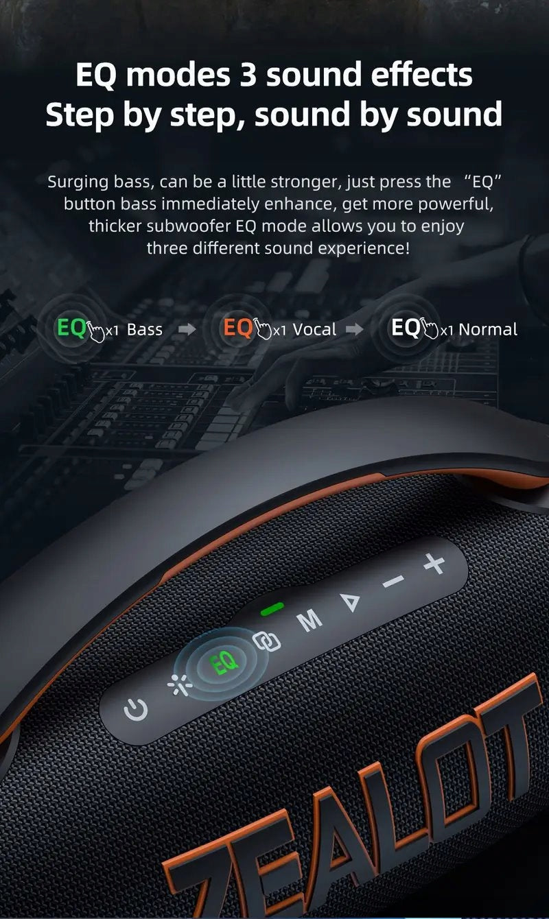 Powerful Speaker ZEALOT Bluetooth 5.3 8000mAh IPX5 RGB Bass Manufacturer code P12