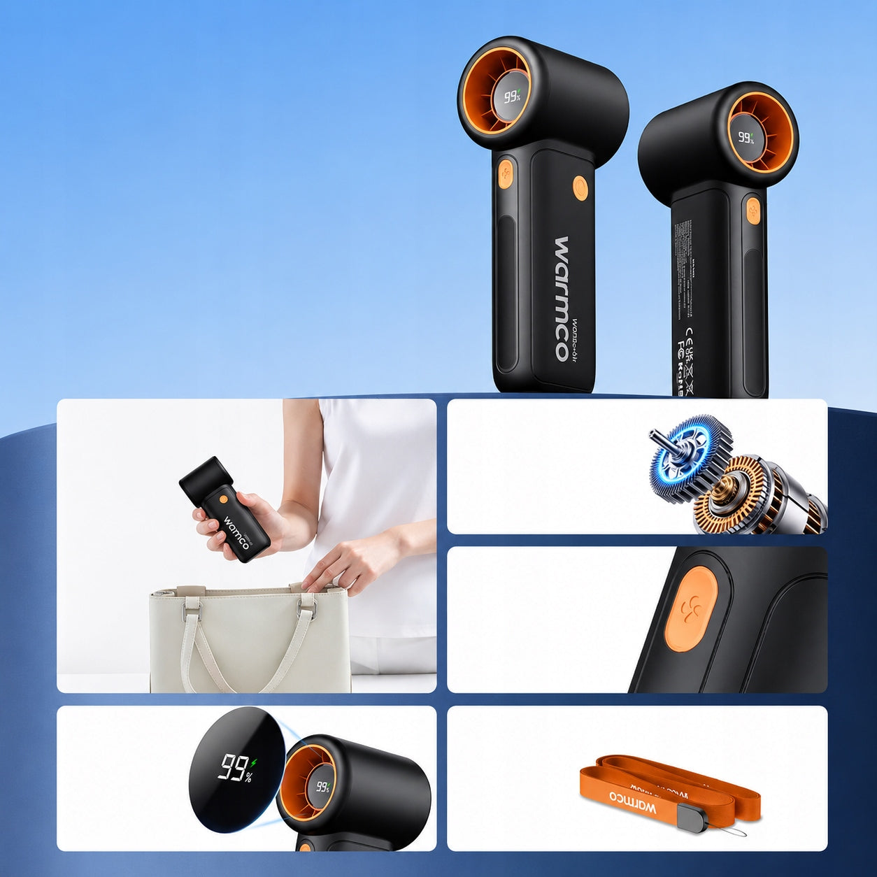 Powerful USB 15000RPM Mini Fan Handheld Cooling 10000mAh Brand Warmco