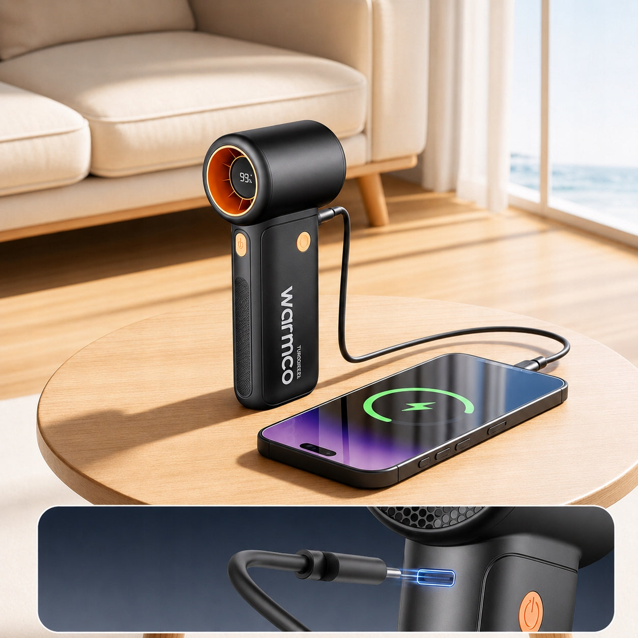 Powerful USB 15000RPM Mini Fan Handheld Cooling 10000mAh Model Mini wentylator wiatrak Warmco H3 czarny