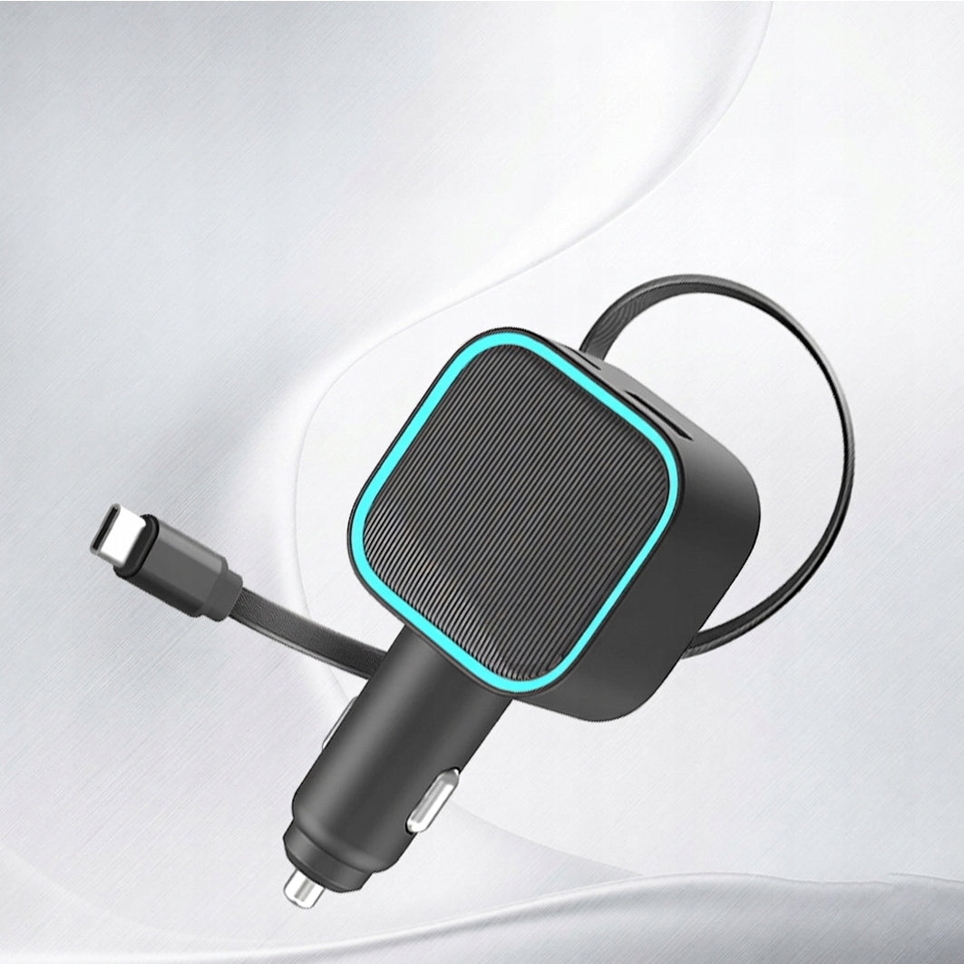 Powerful car charger POLION USB-A 2xUSB-C 45W QC3.0 PD with cable Manufacturer code PLNZ119