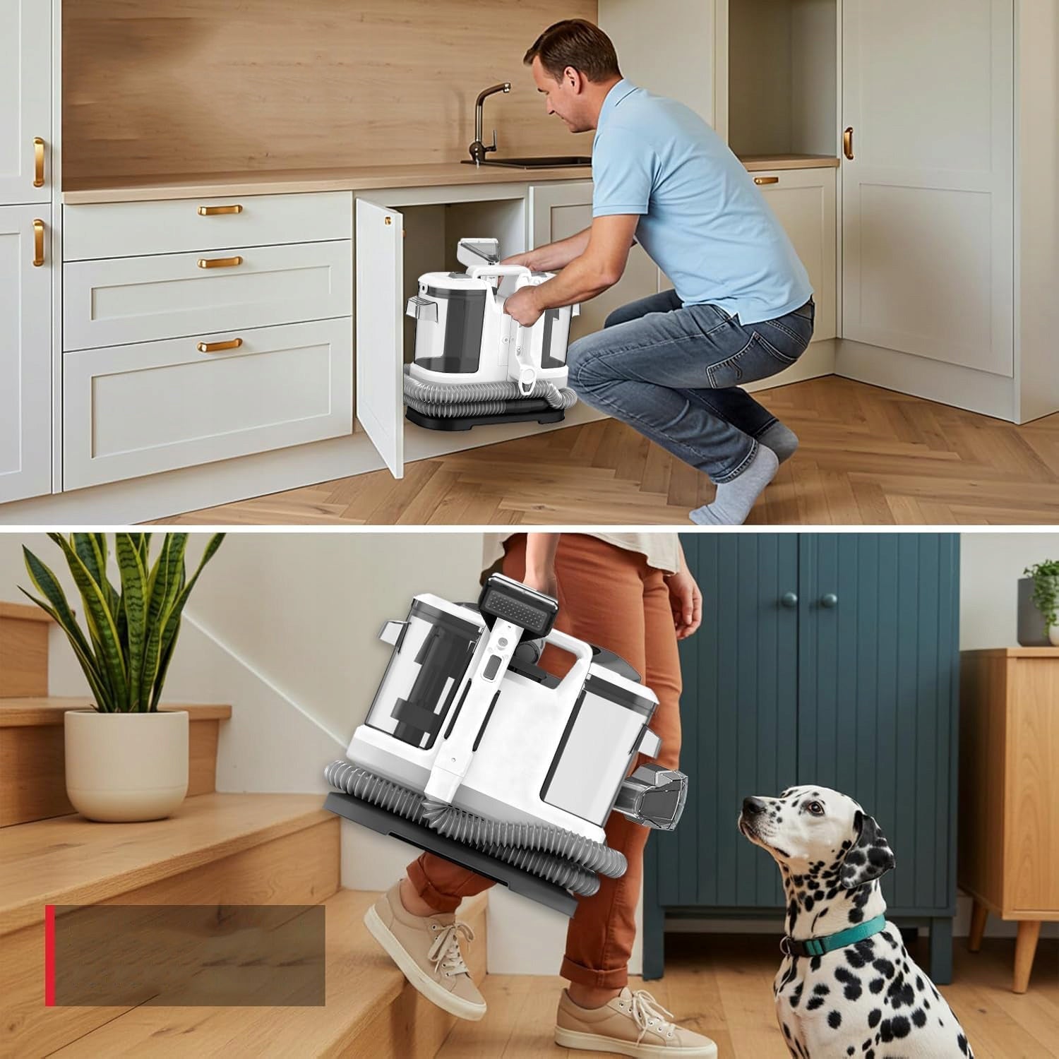 Powerful wet and dry washer for scrubbing carpets and sofas 1.8L 450W 12Kpa Dust container volume 0.8 l