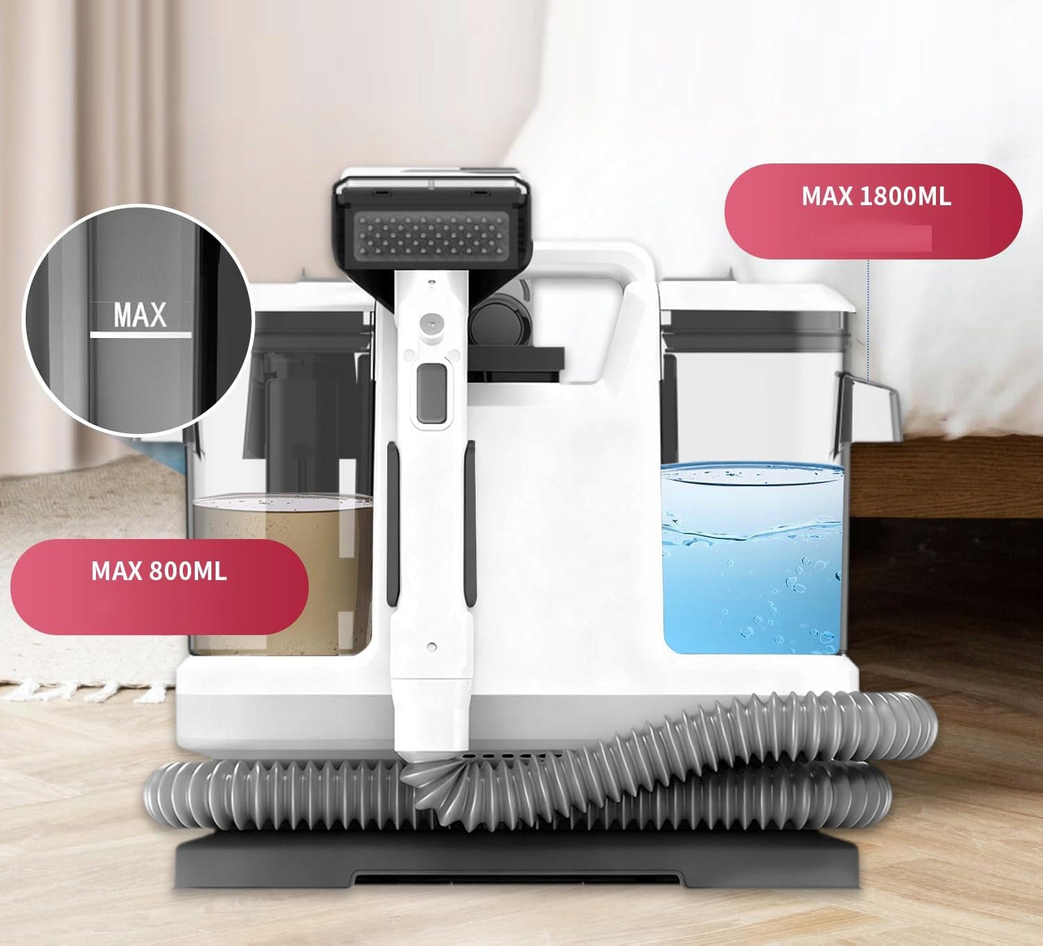 Powerful wet and dry washer for scrubbing carpets and sofas 1.8L 450W 12Kpa Model Mocna myjka na mokro i sucho do szorowania