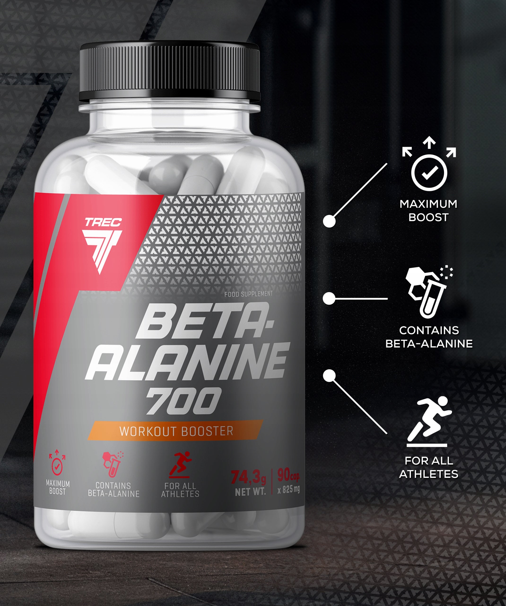 Pre-WORKOUT Trec Beta Alanine 90 kaps STRENGTH POWER BETA ALANINE Manufacturer code wsparcie w treningach aminokwasy bez cukru