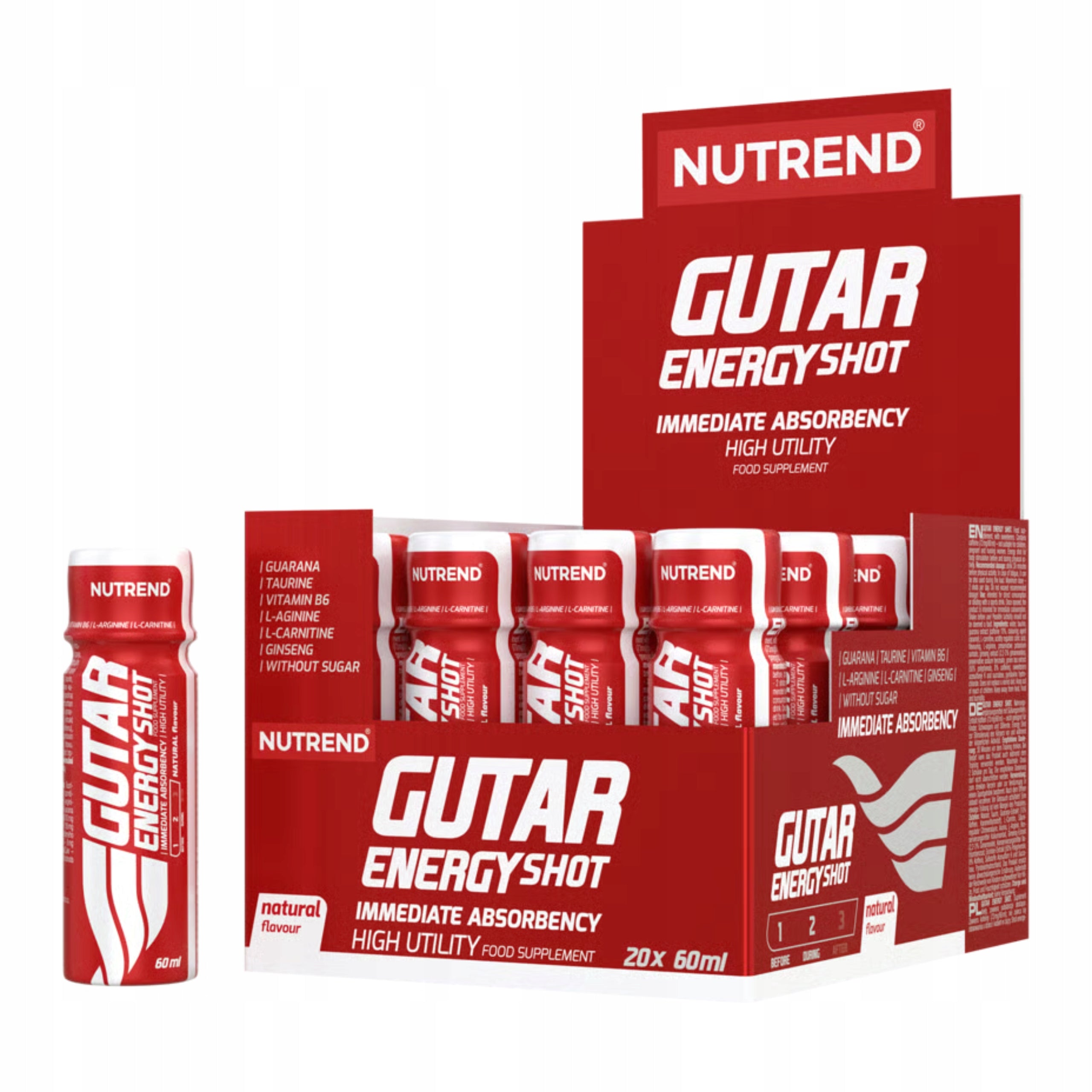 Pre-workout GUTAR ENERGY SHOT 20x 60 ml Pump Caffeine Strength NUTREND