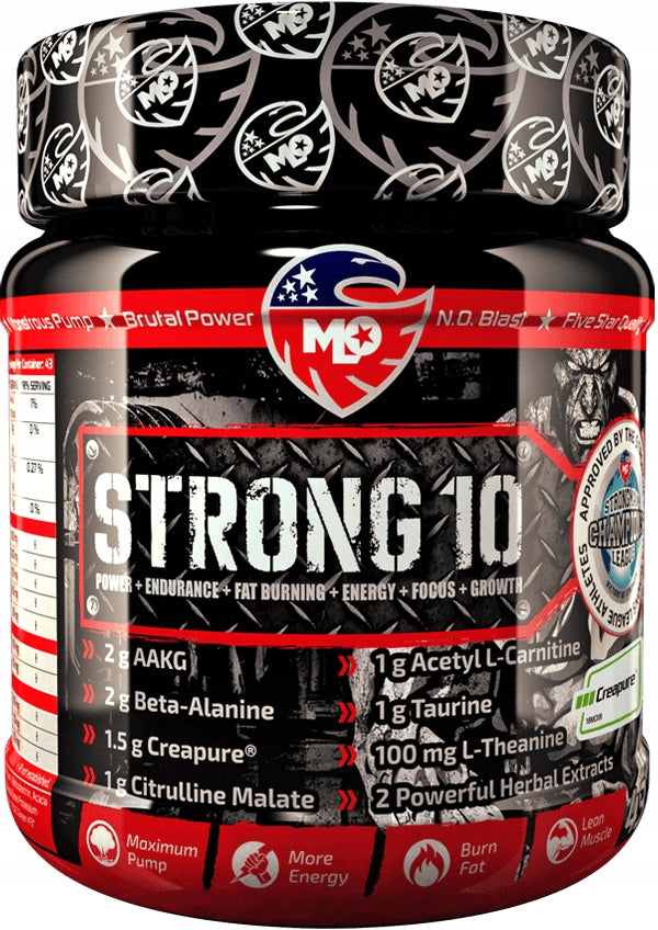 Pre-workout MLO Strong 10 + Creatine + AAKG Strawberry-Arbuz – 454g