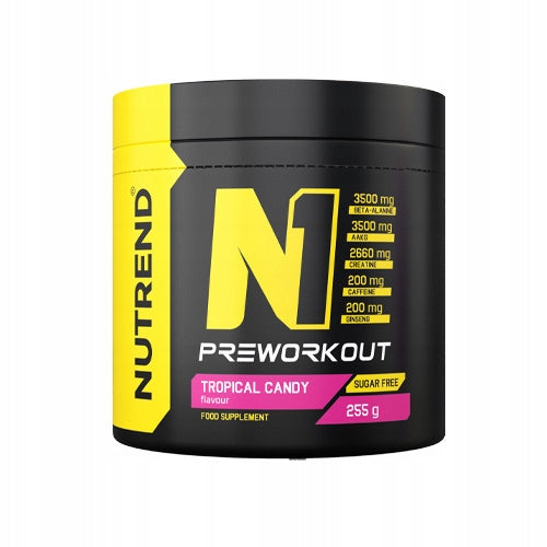 Pre-workout NUTREND N1 Pre Workout 255g Sugar Free Energy 30 Servings Expiration date at least six months from the date of purchase