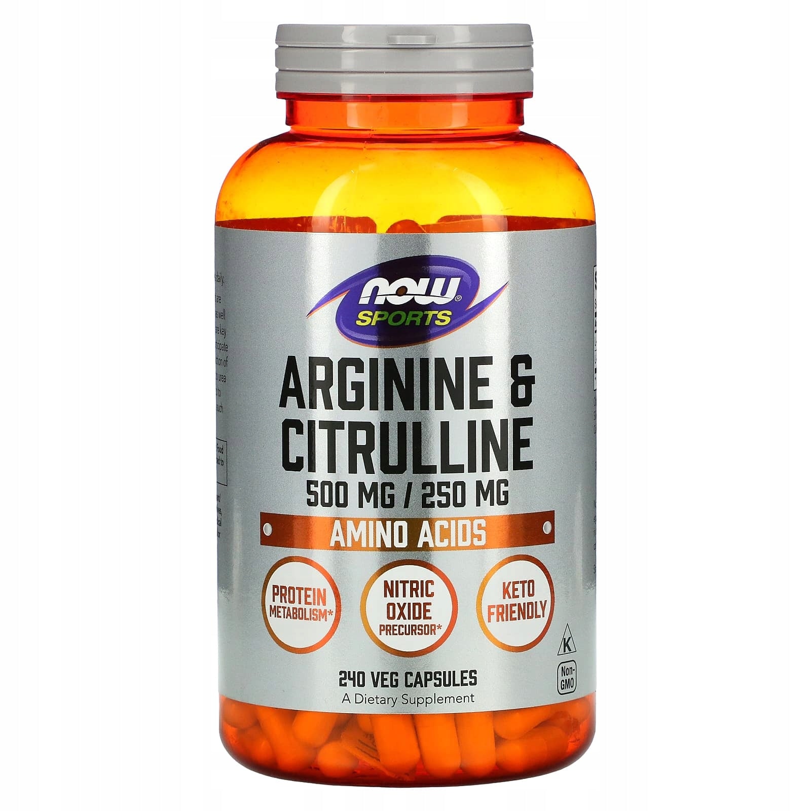 Pre-workout supplement Now Foods L-arginine L-citrulline capsules 240 pcs. Expiration date at least six months from the date of purchase