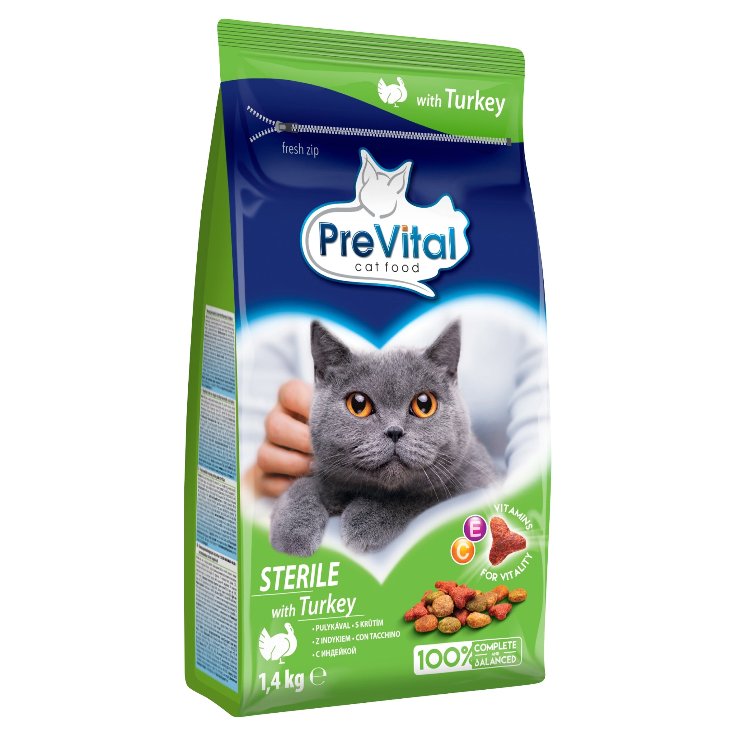 PreVital Sterile Dry Cat Food with Turkey 1,4kg