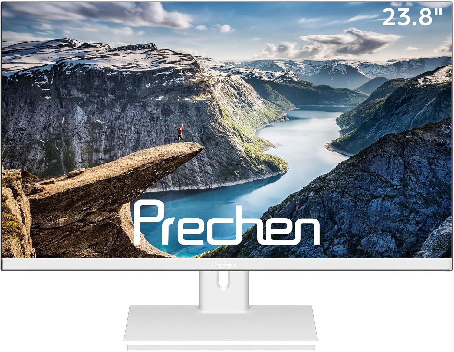Prechen 24" FHD 1920 x 1080 Computer Monitor, 75 Hz, VA, White